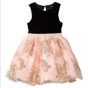 Zunie Velvet Glittery Two Color Dress; size 4T NEW